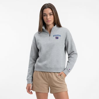 Women's Champion  Heather Gray New York Giants Powerblend Quarter-Zip Sweatshirt