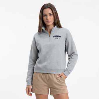 Women's Champion  Heather Gray Seattle Seahawks Powerblend Quarter-Zip Sweatshirt