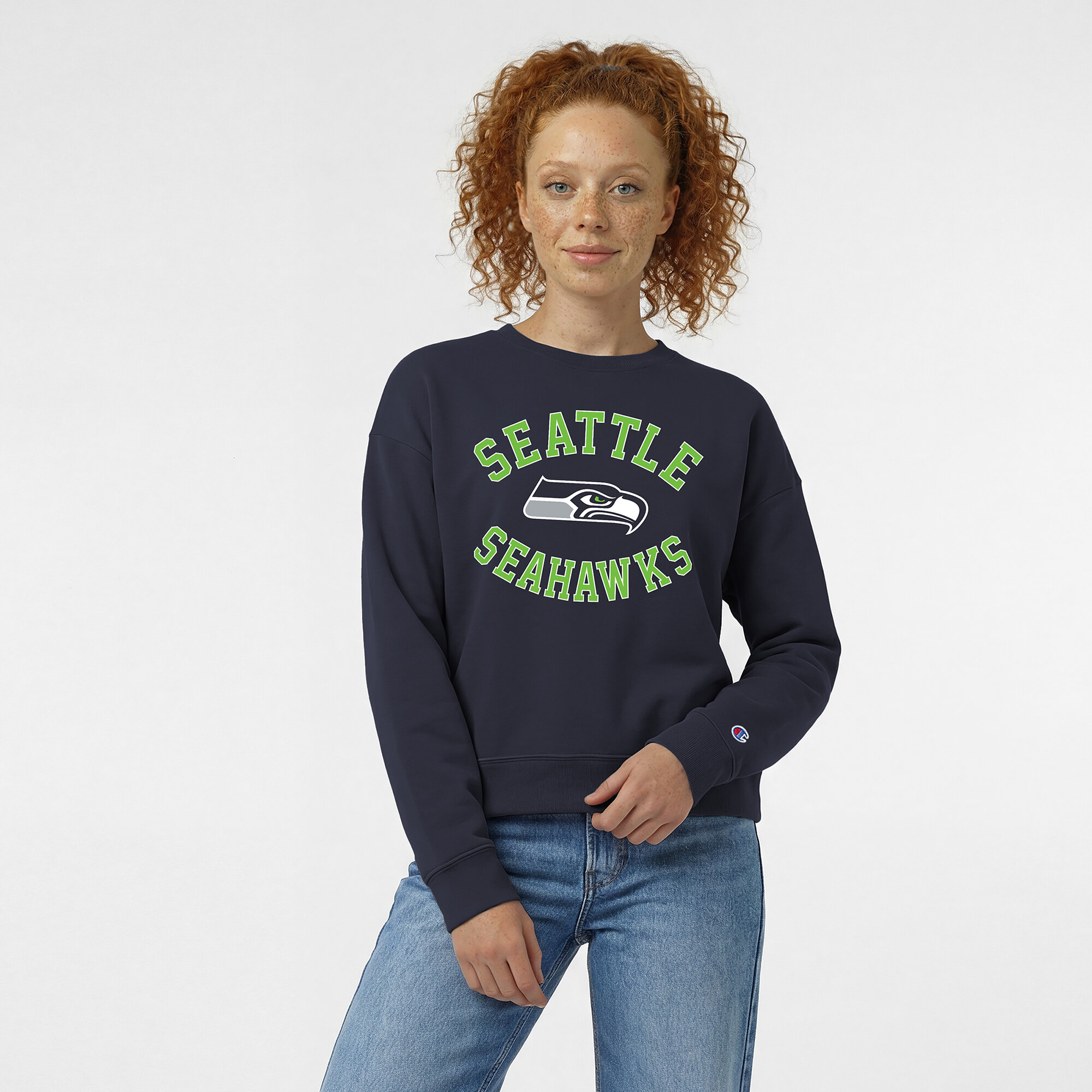 Champion Women's College Navy Seattle Seahawks Heart Soul Powerblend Sweatshirt - College Navy