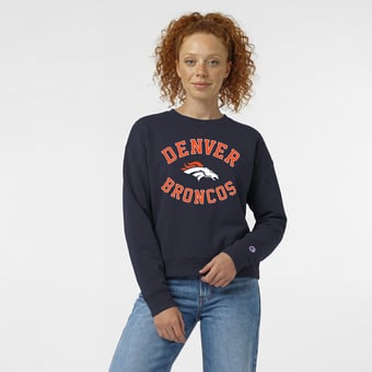 Women's Champion  Navy Denver Broncos Heart & Soul Powerblend Sweatshirt