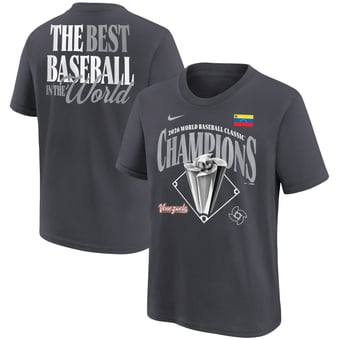 Youth Nike Anthracite Venezuela Baseball 2026 World Baseball Classic Champions Locker Room T-Shirt