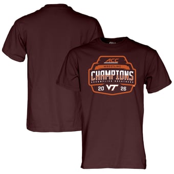 Unisex Blue 84 Maroon Virginia Tech Hokies 2026 ACC Men's Wrestling Tournament Champions T-Shirt