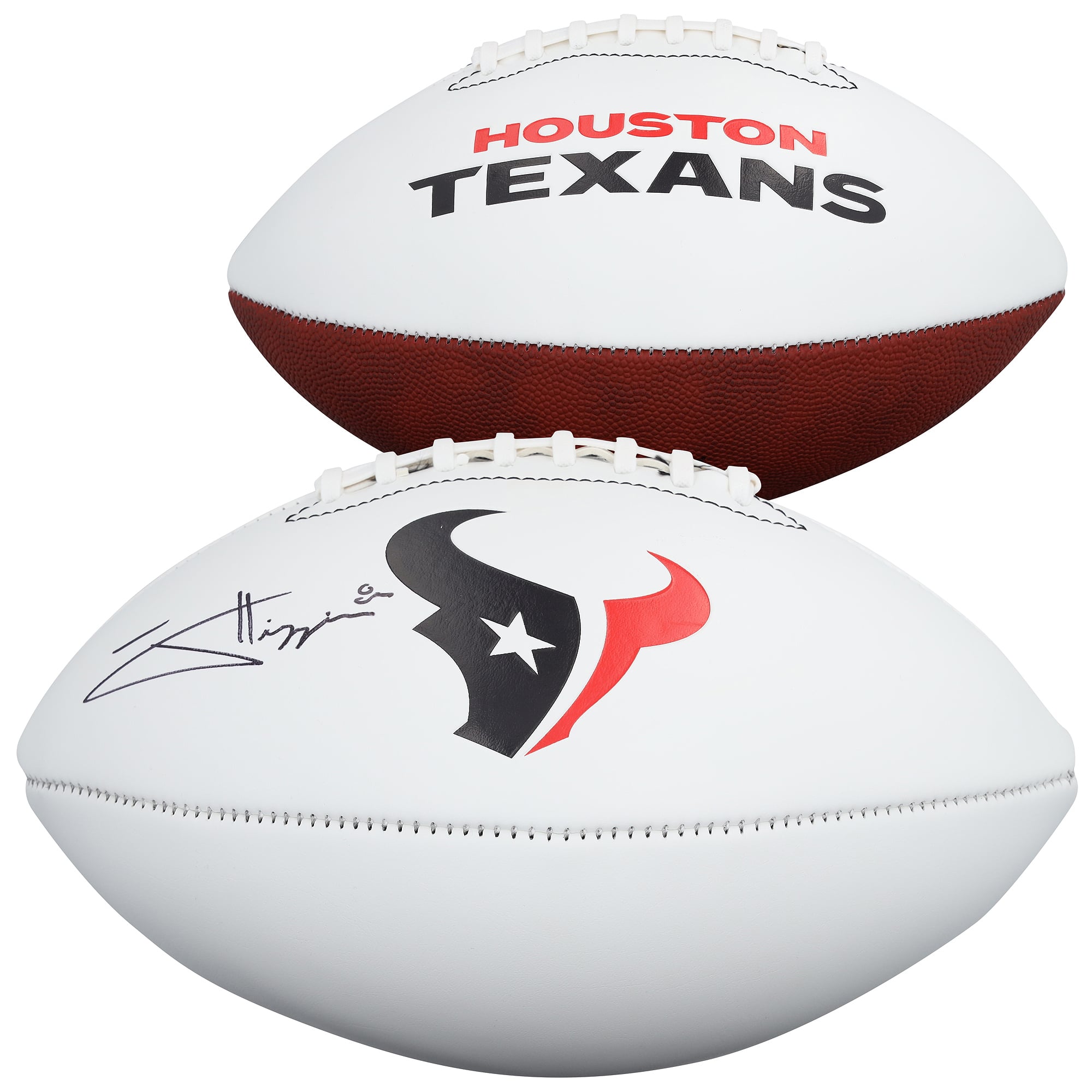 Jayden Higgins Houston Texans Autographed Franklin White Panel Football