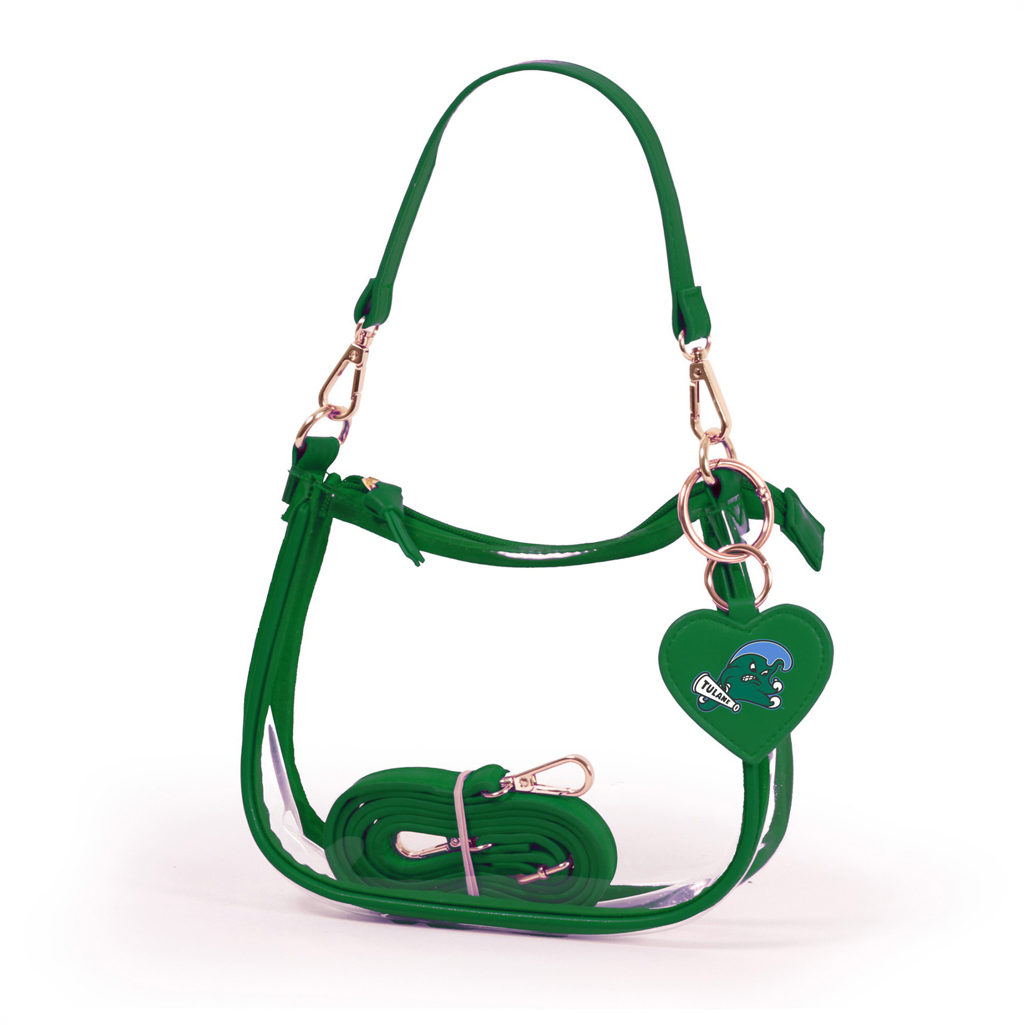 Tulane Green Wave Clara Purse with Heart Charm