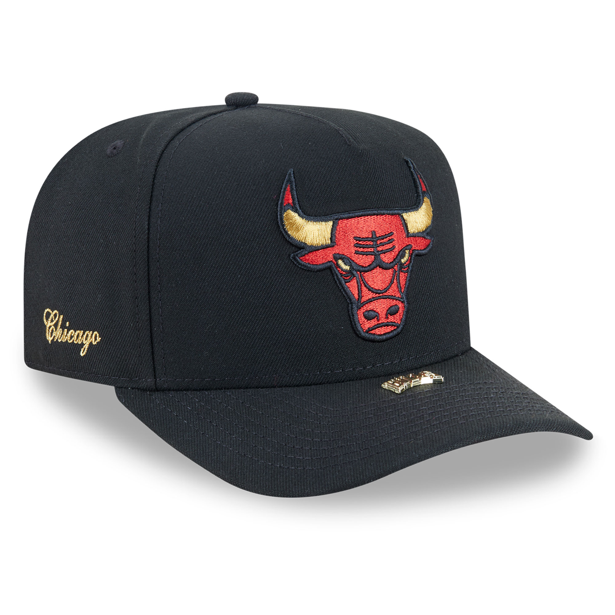 Men's New Era Black Chicago Bulls Injection Pin 9FIFTY A-Frame Snapback Hat