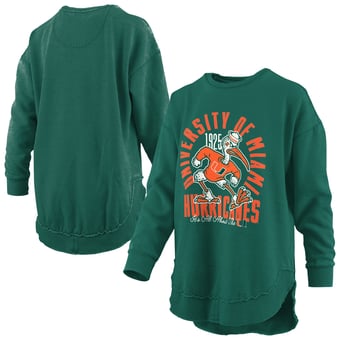 Women's Pressbox  Green Miami Hurricanes Blitz Crewneck Sweatshirt