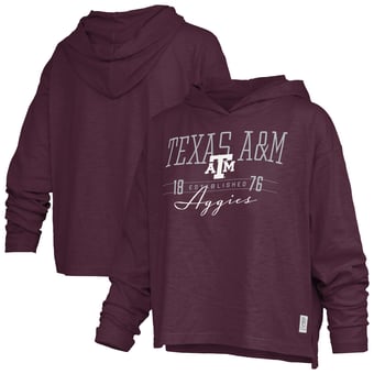 Women's Pressbox  Maroon Texas A&M Aggies Castillo Slub Waist Length Long Sleeve Hooded T-Shirt