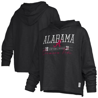 Women's Pressbox  Black Alabama Crimson Tide Castillo Slub Waist Length Long Sleeve Hooded T-Shirt