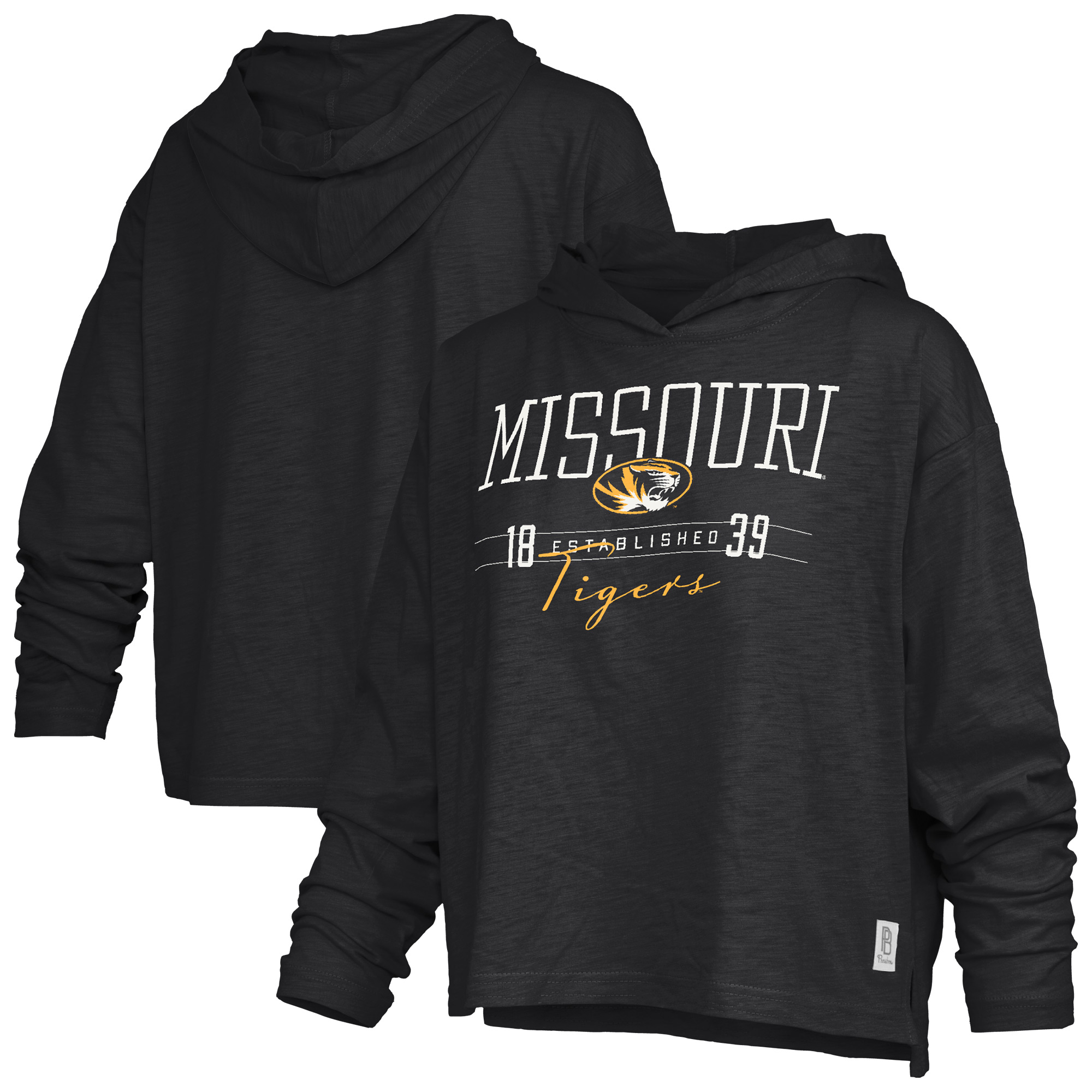 Women’s Pressbox Black Missouri Tigers Castillo Slub Waist Length Long Sleeve Hooded T-Shirt Women’s Pressbox Black Missouri Tigers Castillo Slub Waist Length Long Sleeve Hooded T-Shirt