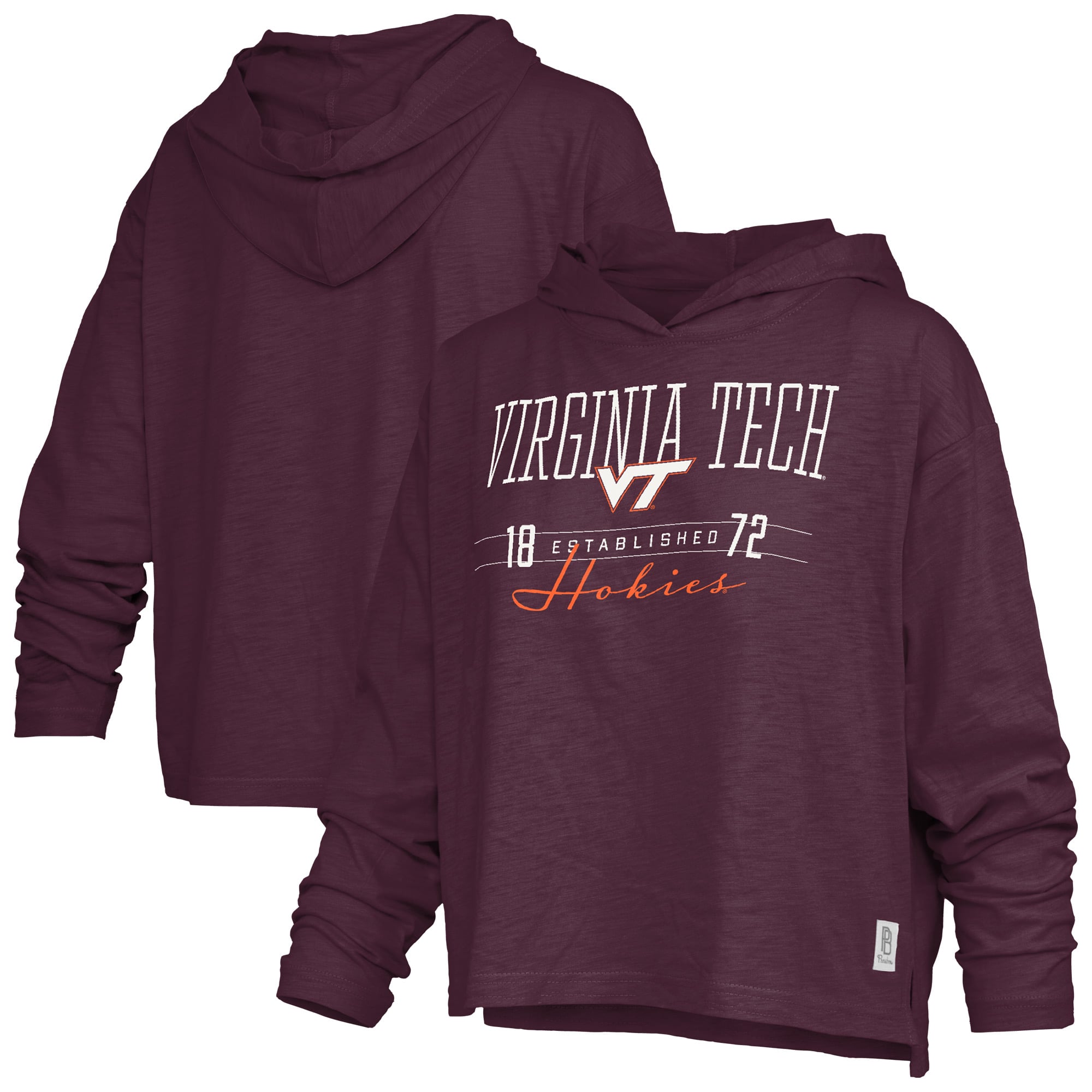 Women's Pressbox  Maroon Virginia Tech Hokies Castillo Slub Waist Length Long Sleeve Hoodie T-Shirt
