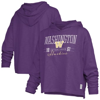 Women's Pressbox  Purple Washington Huskies Castillo Slub Waist Length Long Sleeve Hooded T-Shirt