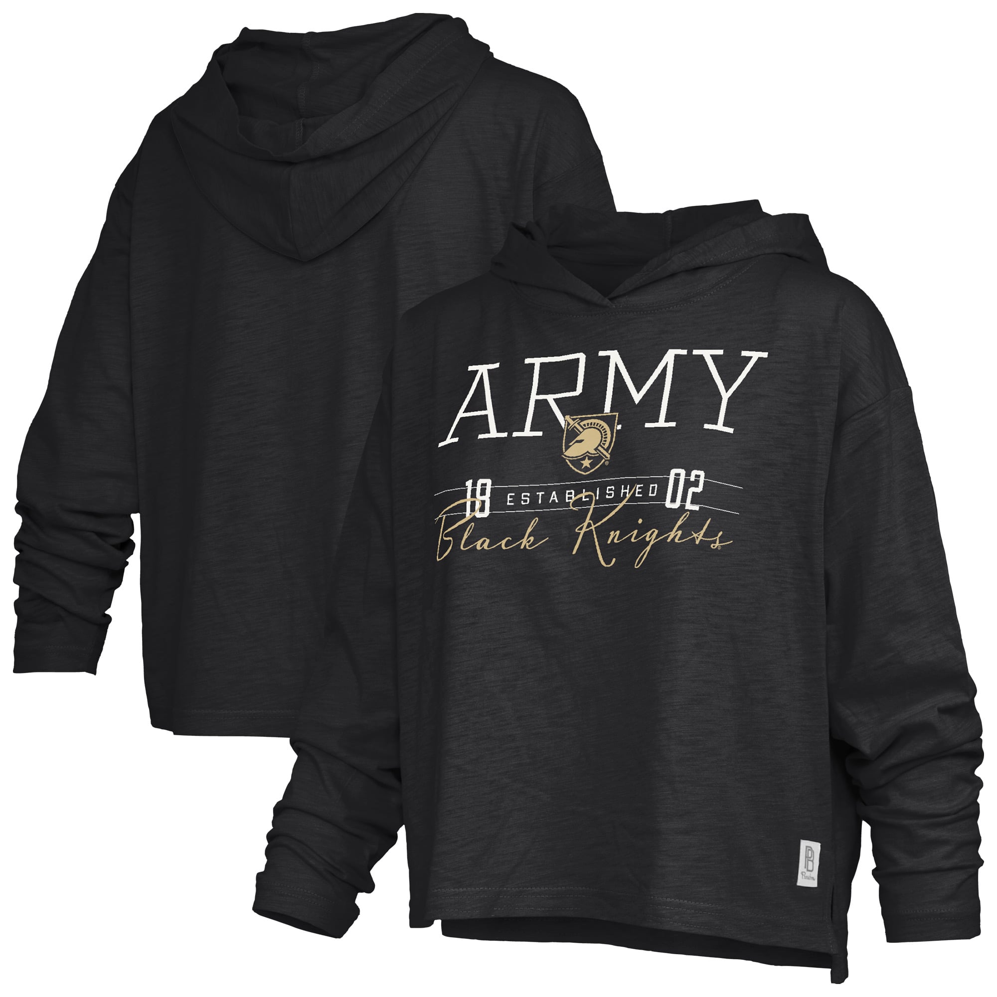 Women's Pressbox  Black Army Black Knights Castillo Slub Waist Length Long Sleeve Hoodie T-Shirt