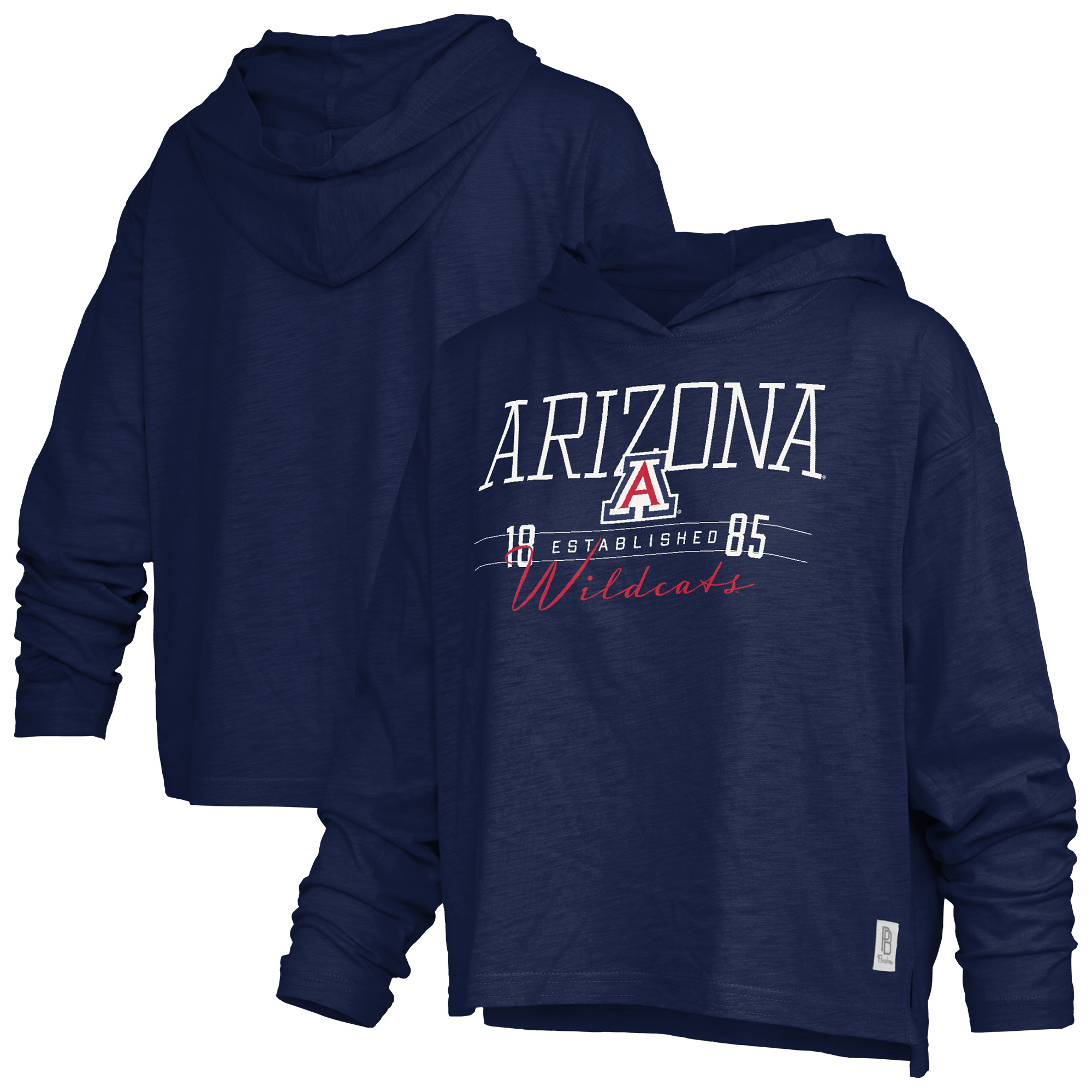 Women's Pressbox  Navy Arizona Wildcats Castillo Slub Waist Length Long Sleeve Hooded T-Shirt