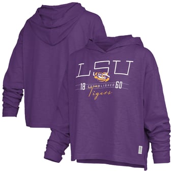 Women's Pressbox  Purple LSU Tigers Castillo Slub Waist Length Long Sleeve Hooded T-Shirt