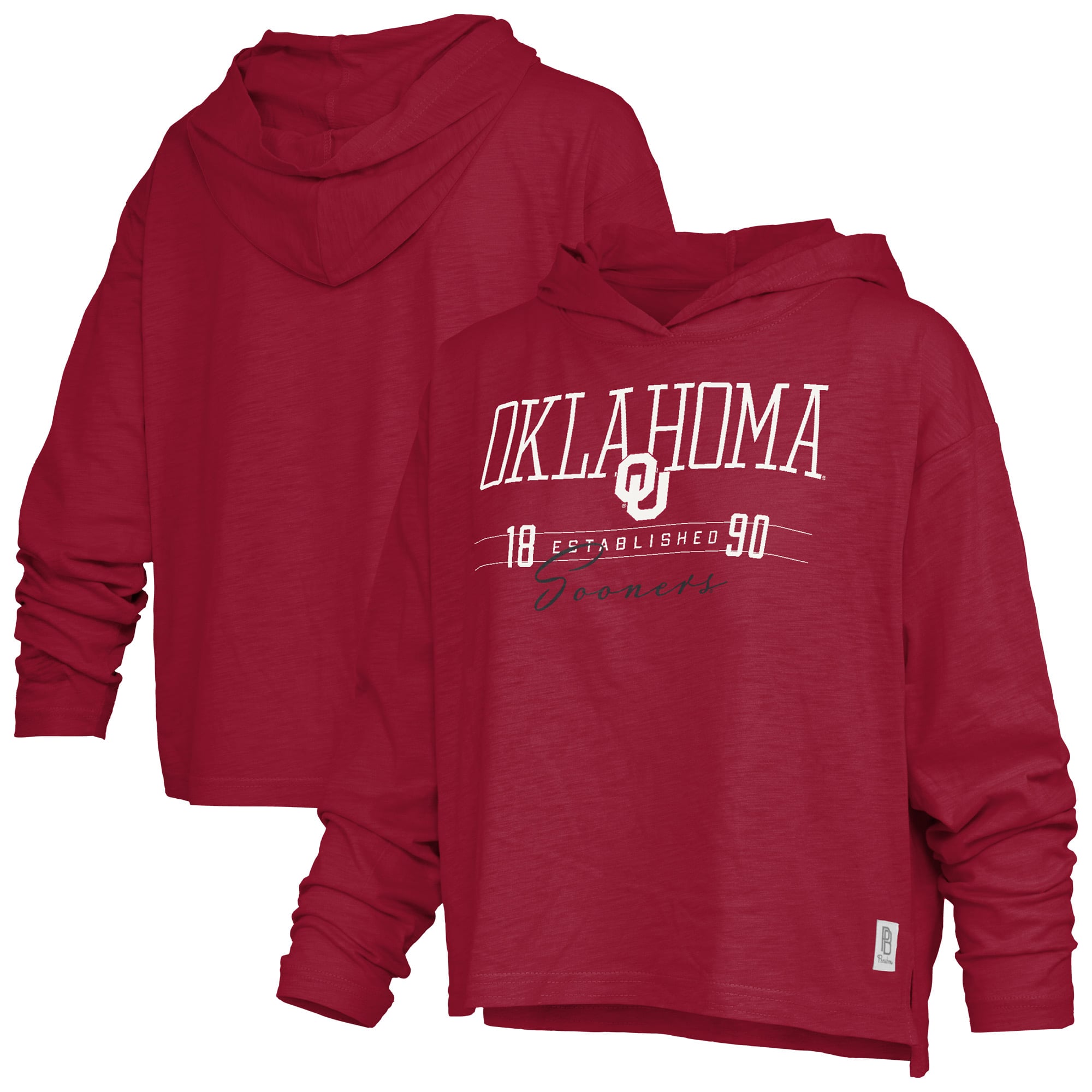Women's Pressbox  Crimson Oklahoma Sooners Castillo Slub Waist Length Long Sleeve Hoodie T-Shirt