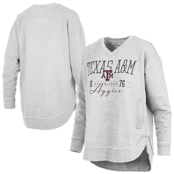 Women's Pressbox  Heather Gray Texas A&M Aggies Marcus East Hall Poncho V-Neck Sweatshirt