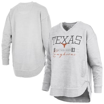Women's Pressbox  Heather Gray Texas Longhorns Marcus East Hall Poncho V-Neck Sweatshirt