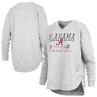 Women's Pressbox  Heather Gray Alabama Crimson Tide Marcus East Hall Poncho V-Neck Sweatshirt