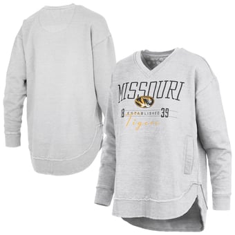 Women's Pressbox  Heather Gray Missouri Tigers Marcus East Hall Poncho V-Neck Sweatshirt