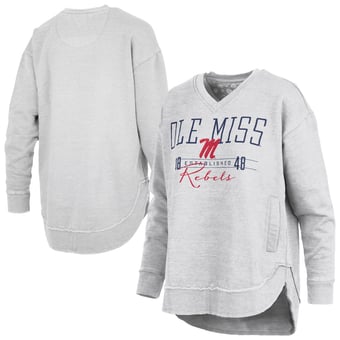 Women's Pressbox  Heather Gray Ole Miss Rebels Marcus East Hall Poncho V-Neck Sweatshirt