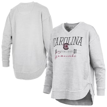 Women's Pressbox  Heather Gray South Carolina Gamecocks Marcus East Hall Poncho V-Neck Sweatshirt
