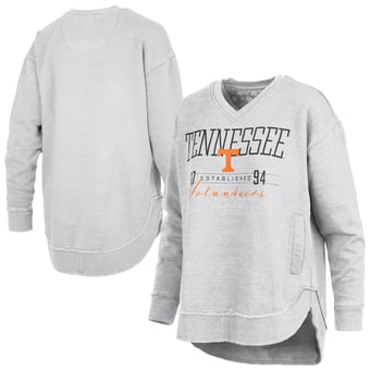 Women's Pressbox  Heather Gray Tennessee Volunteers Marcus East Hall Poncho V-Neck Sweatshirt