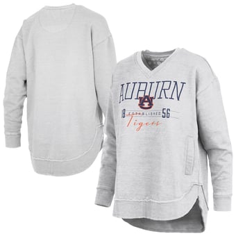 Women's Pressbox  Heather Gray Auburn Tigers Marcus East Hall Poncho V-Neck Sweatshirt