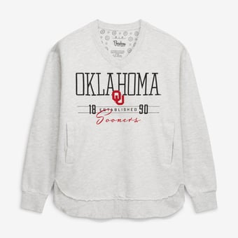 Women's Pressbox  Heather Gray Oklahoma Sooners Marcus East Hall Poncho V-Neck Sweatshirt