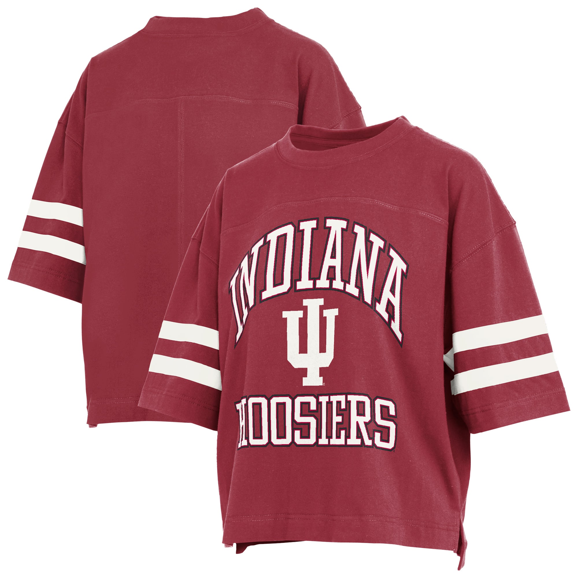 Women's Pressbox  Crimson Indiana Hoosiers Wayne Tyler Cropped T-Shirt