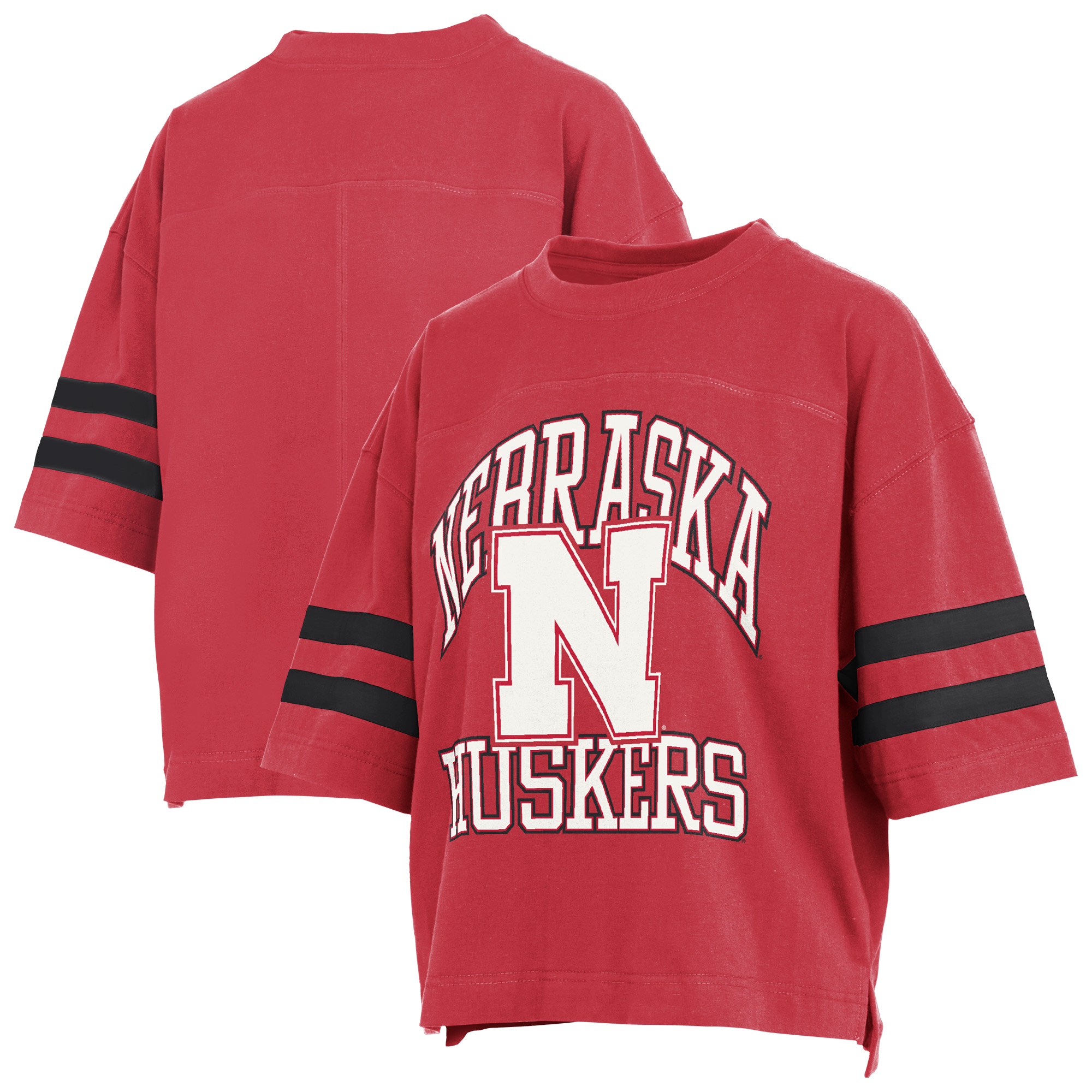 Women's Pressbox  Scarlet Nebraska Huskers Wayne Tyler Cropped T-Shirt