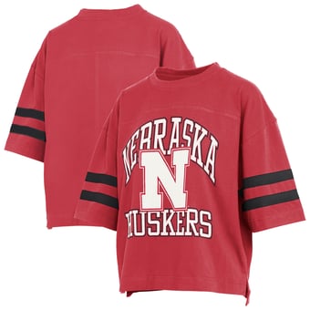 Women's Pressbox  Scarlet Nebraska Huskers Wayne Tyler Cropped T-Shirt