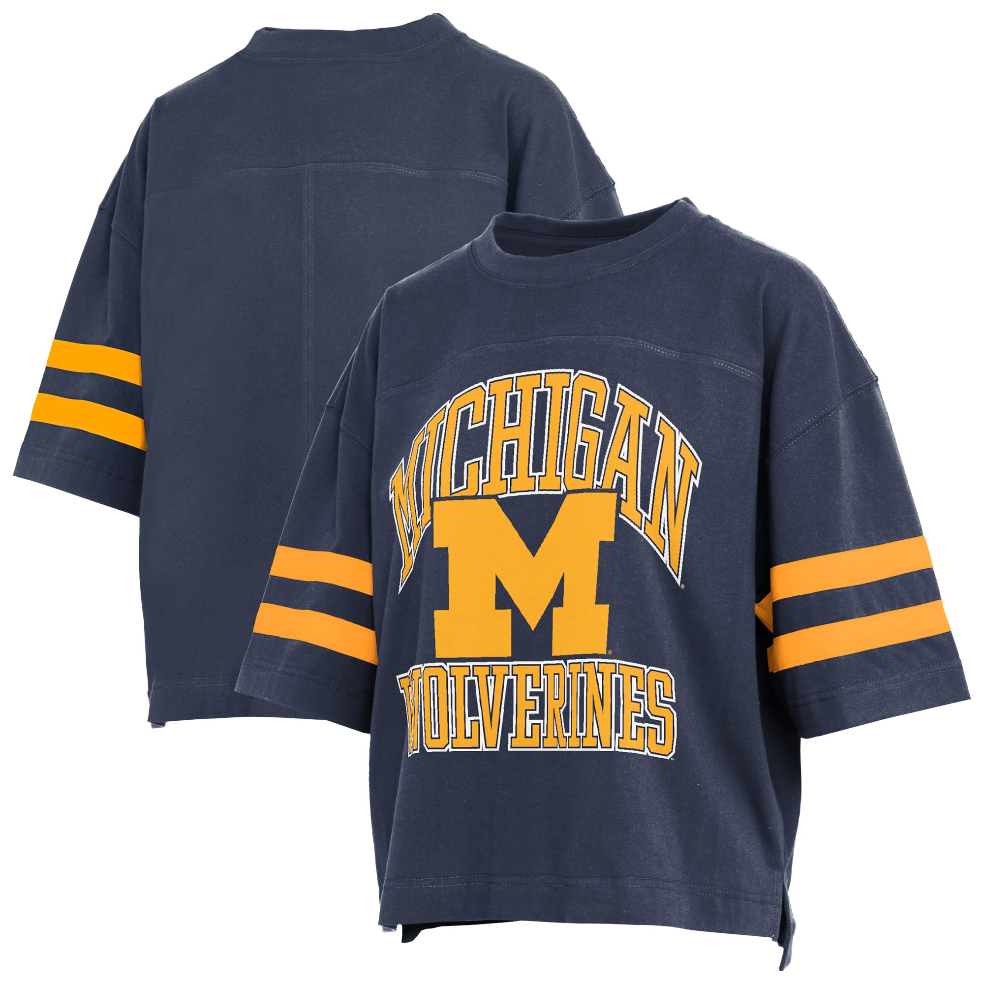 Women's Pressbox Navy Michigan Wolverines Wayne Tyler Cropped T-Shirt
