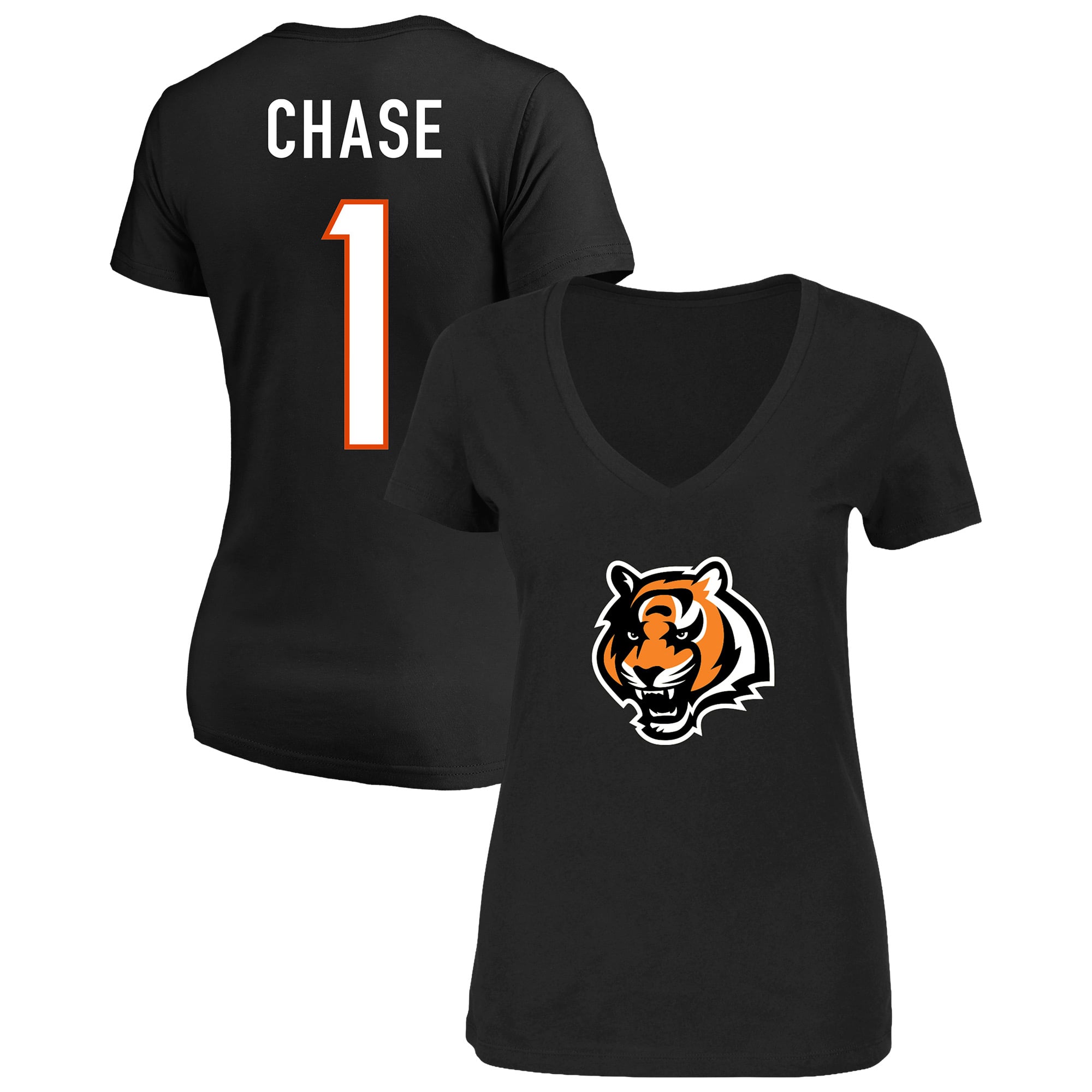 Women’s Fanatics Ja’Marr Chase Black Cincinnati Bengals Plus Size Name & Number V-Neck T-Shirt Women’s Fanatics Ja’Marr Chase Black Cincinnati Bengals Plus Size Name & Number V-Neck T-Shirt