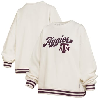 Women's Pressbox Cream Texas A&M Aggies Bonanza Chenille Ribbed Sweatshirt