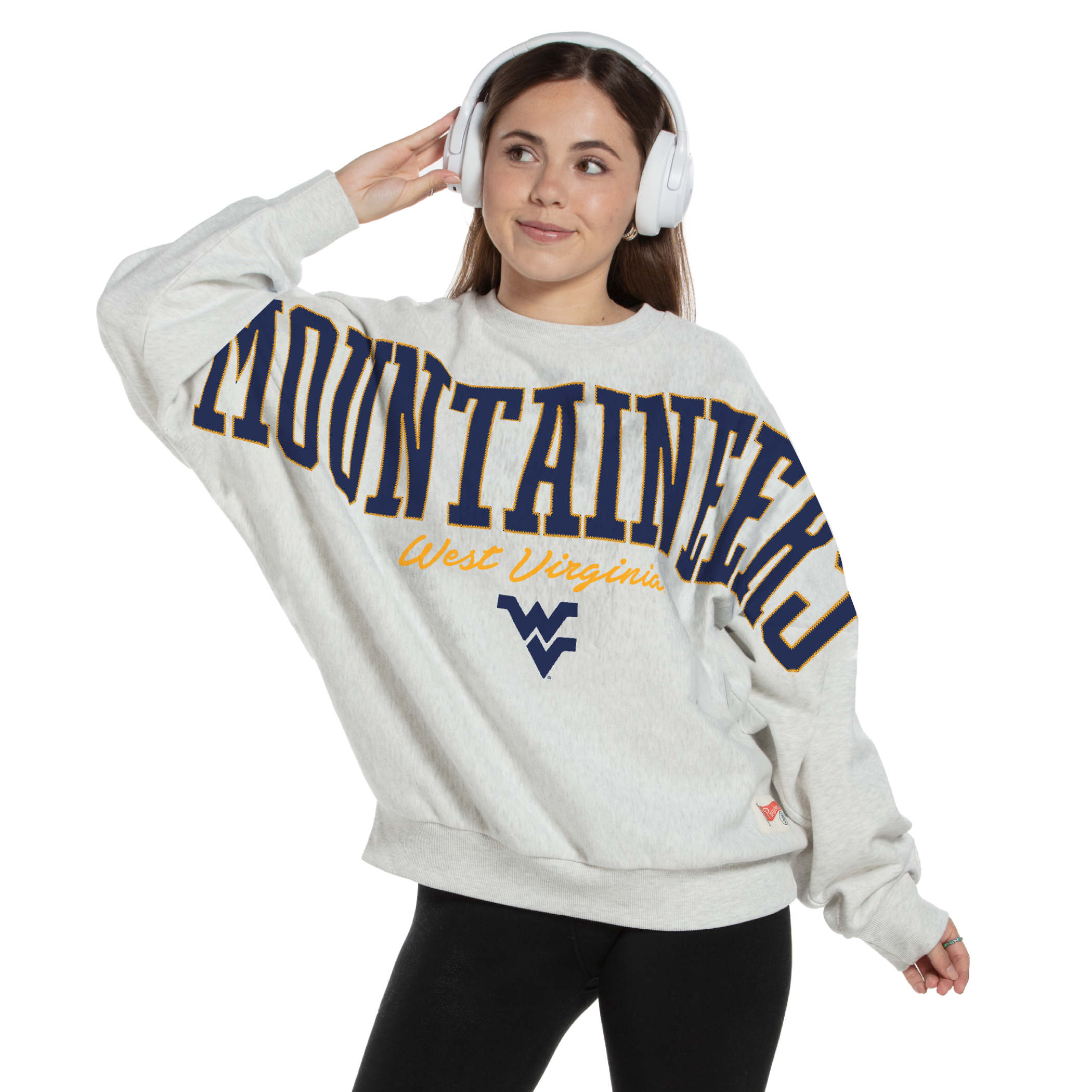 Women's Pressbox Heather Gray West Virginia Mountaineers Flannigan Oversized Fleece Sweatshirt