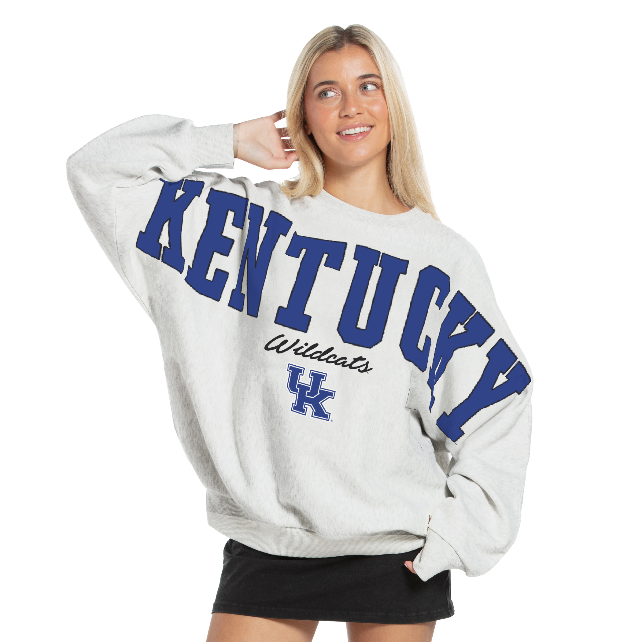 Women's Pressbox Heather Gray Kentucky Wildcats Flannigan Oversized Fleece Sweatshirt