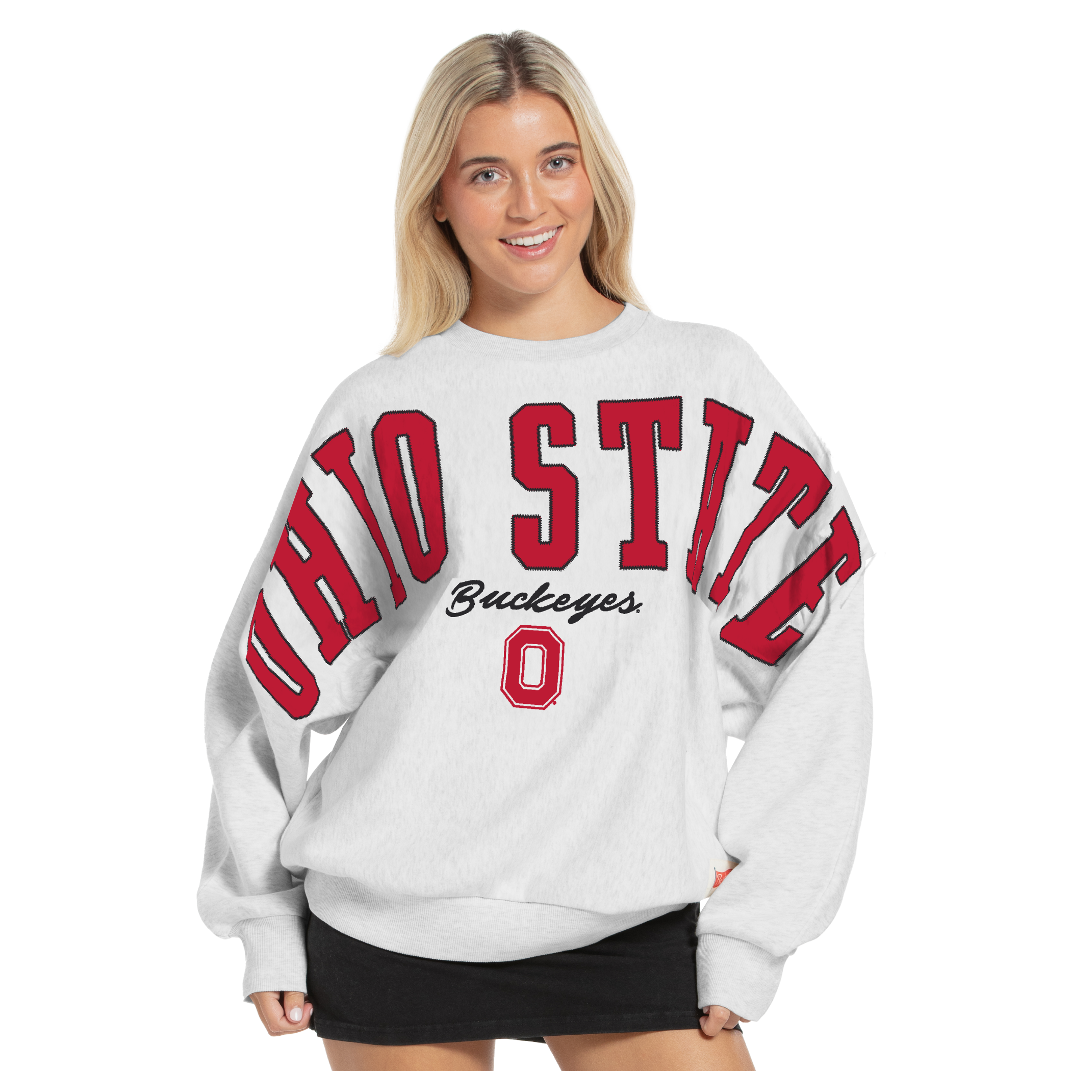 Women's Pressbox Heather Gray Ohio State Buckeyes Flannigan Oversized Fleece Sweatshirt