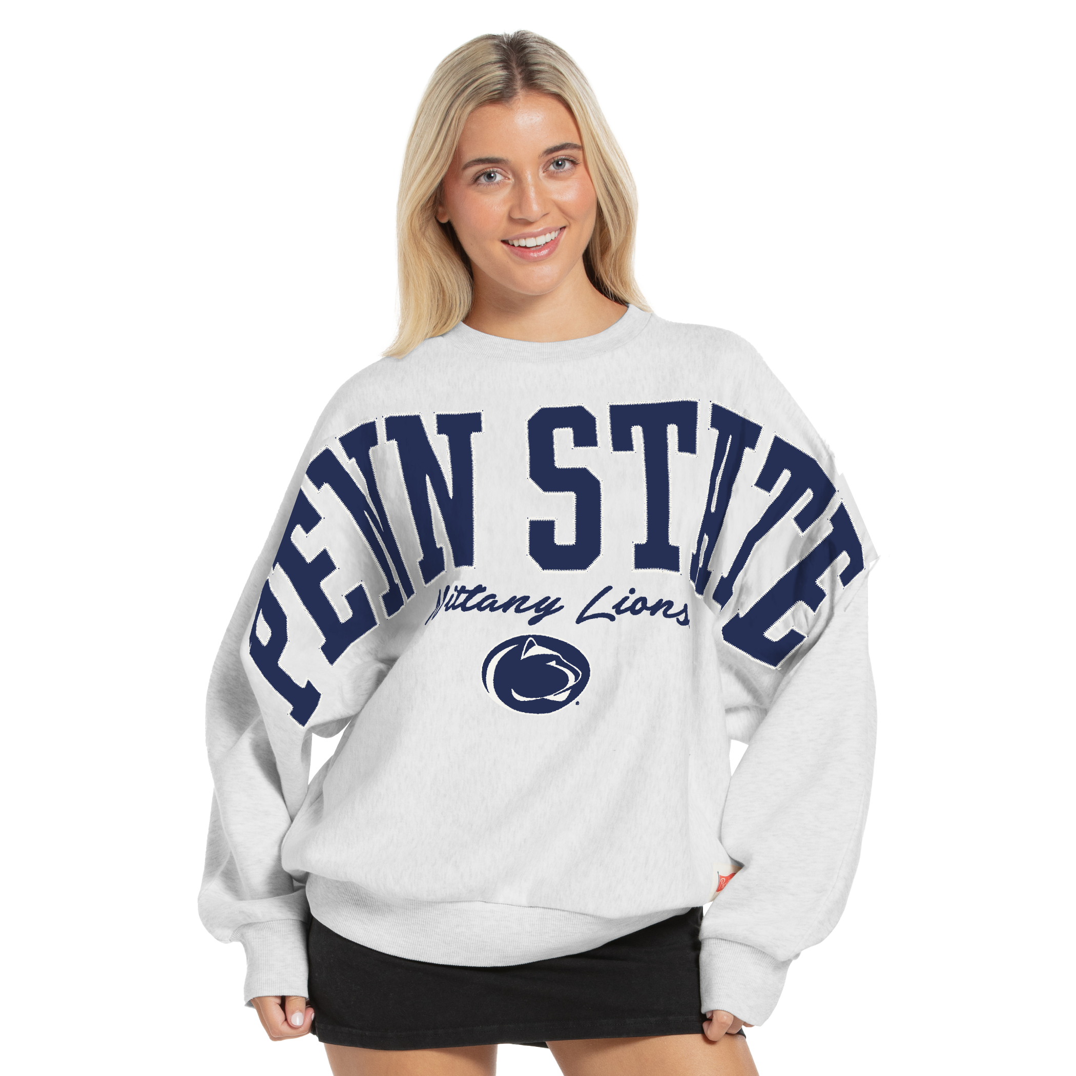 Women's Pressbox Heather Gray Penn State Nittany Lions Flannigan Oversized Fleece Sweatshirt