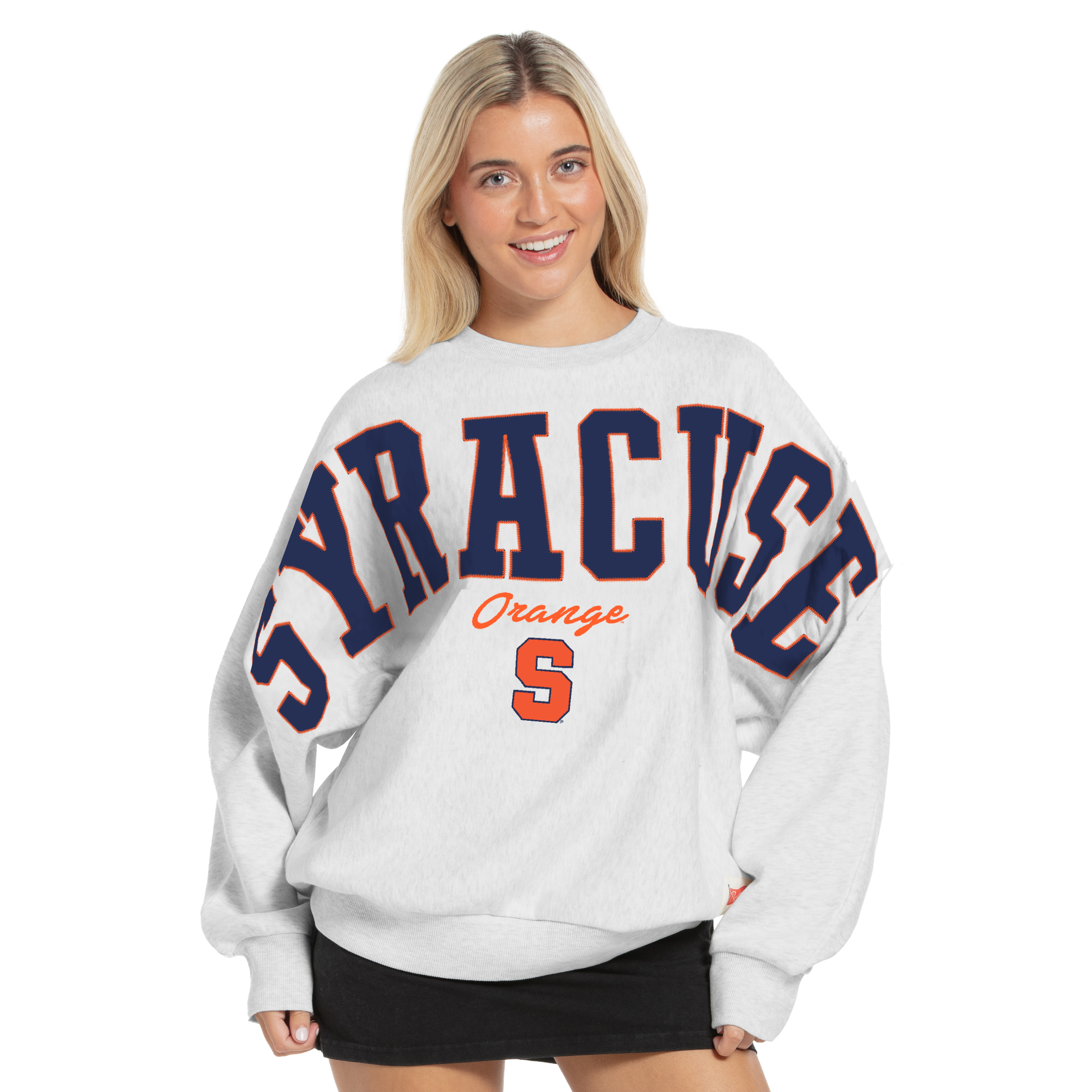 Women's Pressbox Heather Gray Syracuse Orange Flannigan Oversized Fleece Sweatshirt