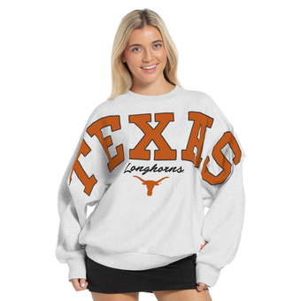 Women's Pressbox Heather Gray Texas Longhorns Flannigan Oversized Fleece Sweatshirt