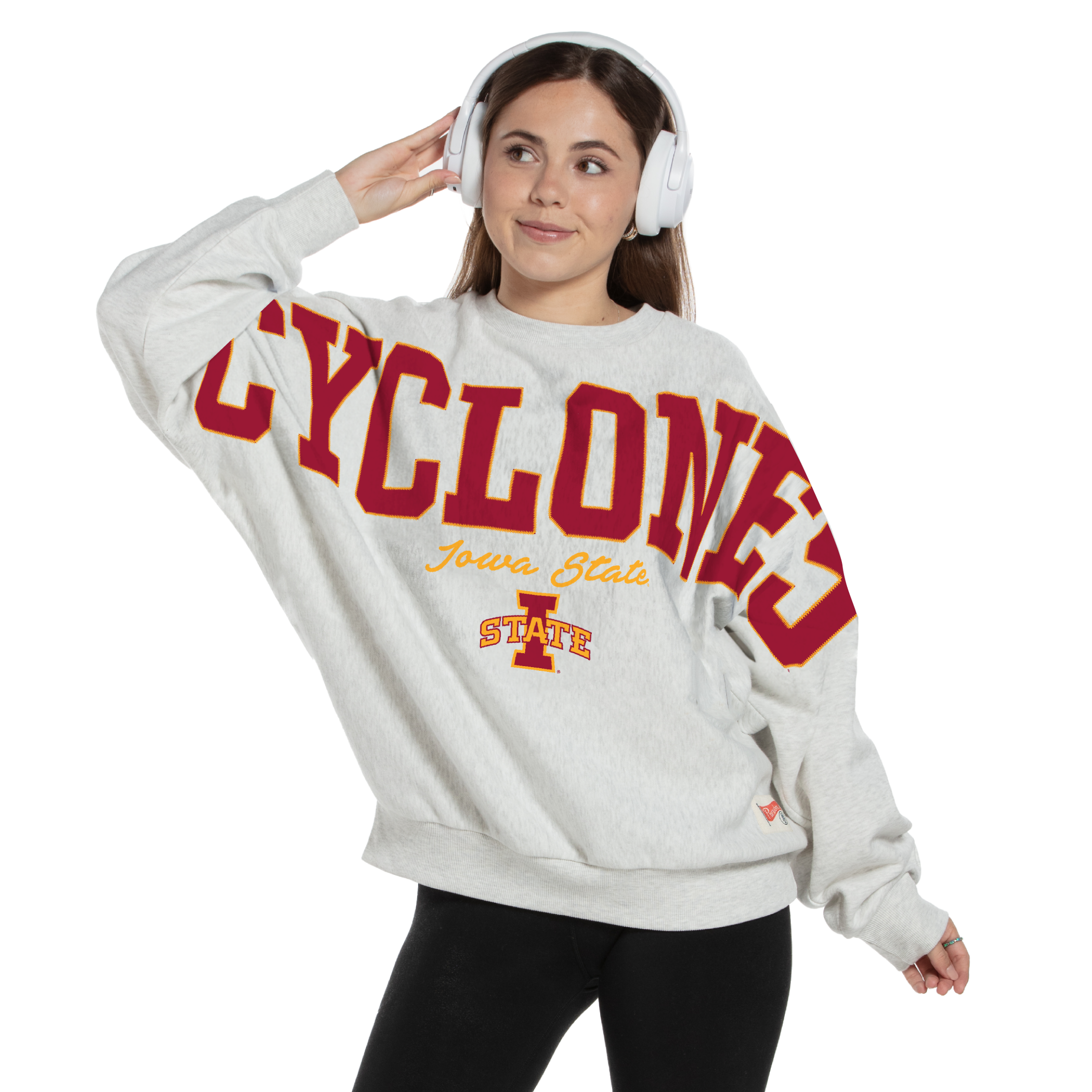 Women's Pressbox Heather Gray Iowa State Cyclones Flannigan Oversized Fleece Sweatshirt