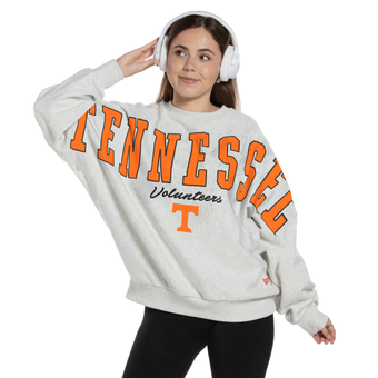 Women's Pressbox Heather Gray Tennessee Volunteers Flannigan Oversized Fleece Sweatshirt