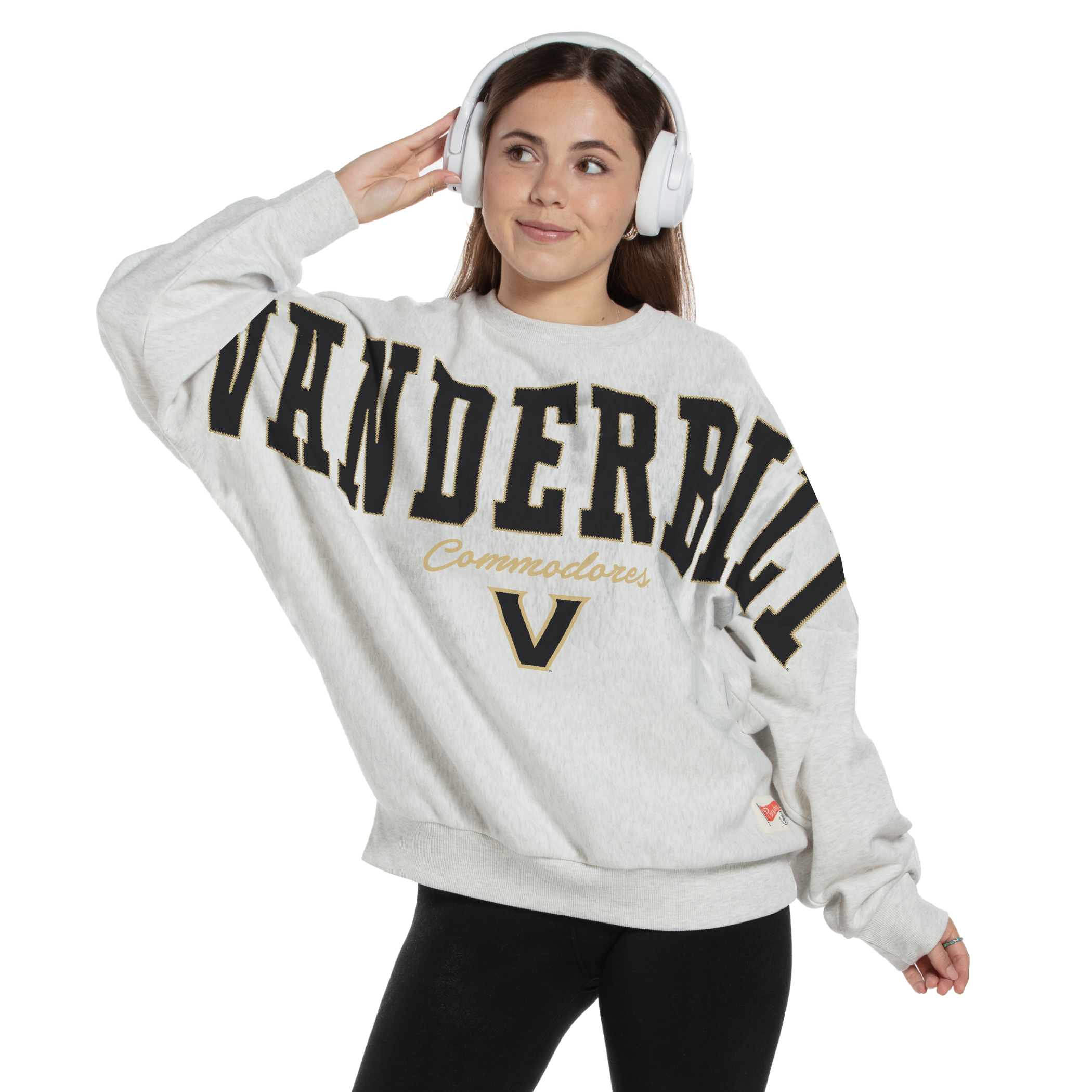 Women's Pressbox Heather Gray Vanderbilt Commodores Flannigan Oversized Fleece Sweatshirt