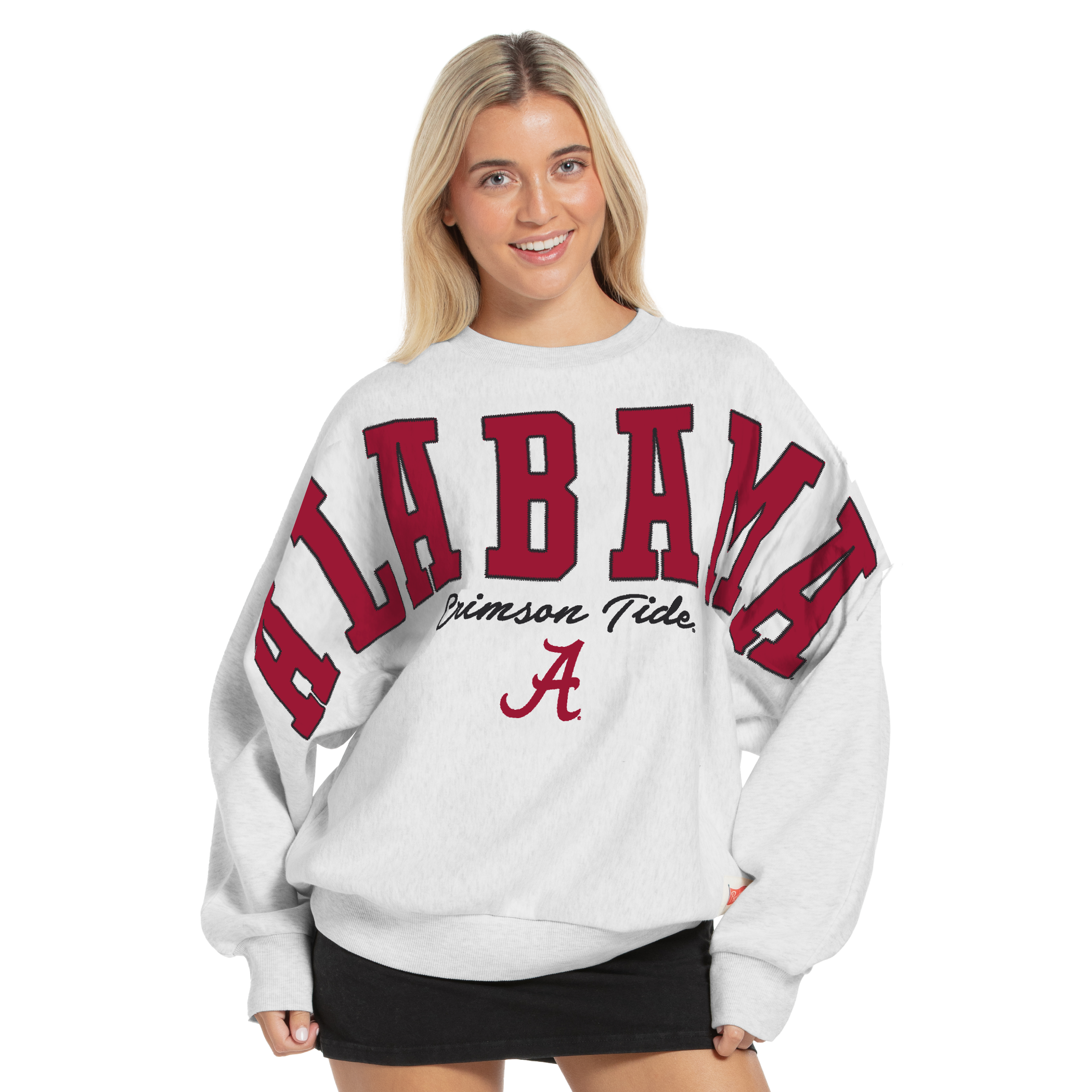 Women's Pressbox Heather Gray Alabama Crimson Tide Flannigan Oversized Fleece Sweatshirt