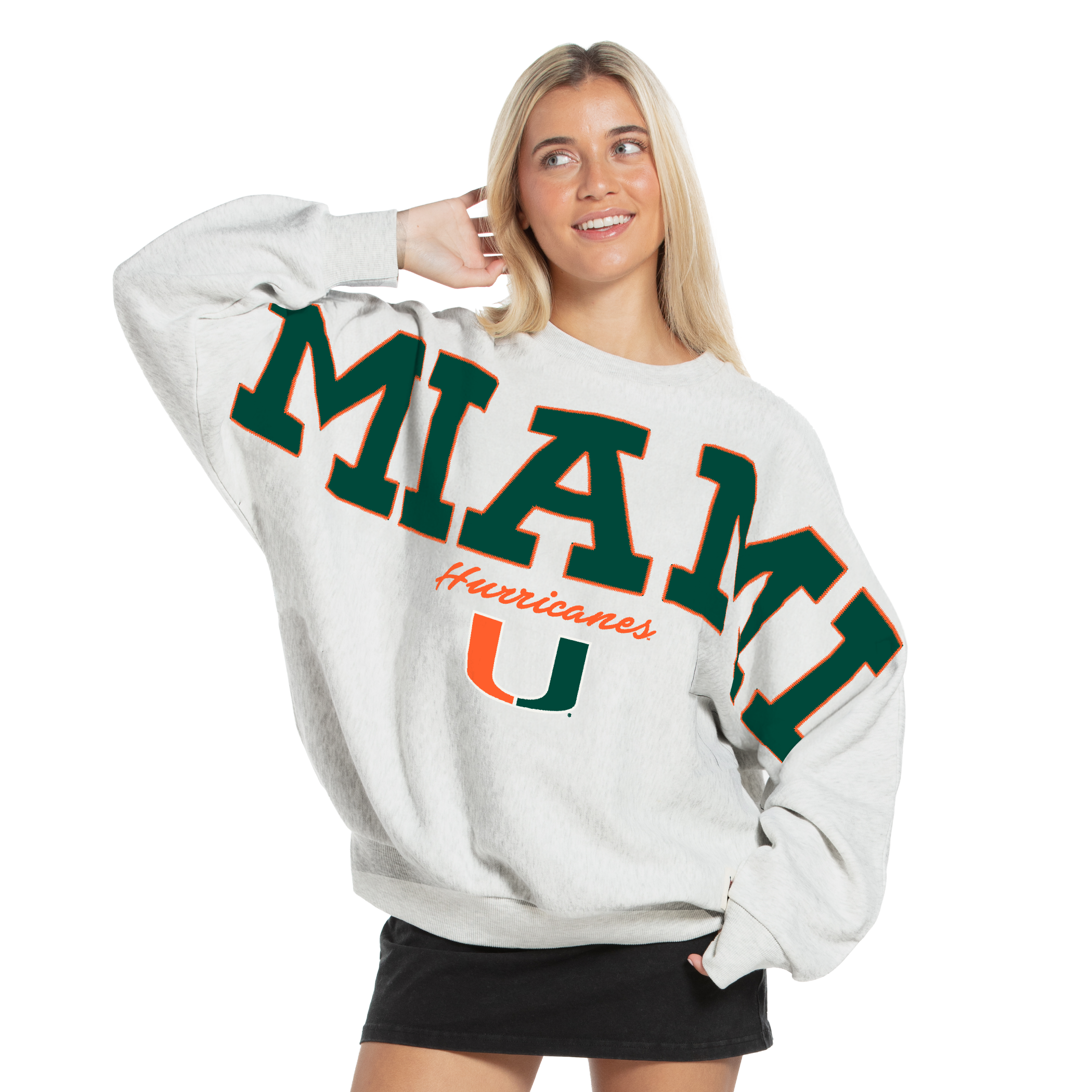 Women's Pressbox Heather Gray Miami Hurricanes Flannigan Oversized Fleece Sweatshirt