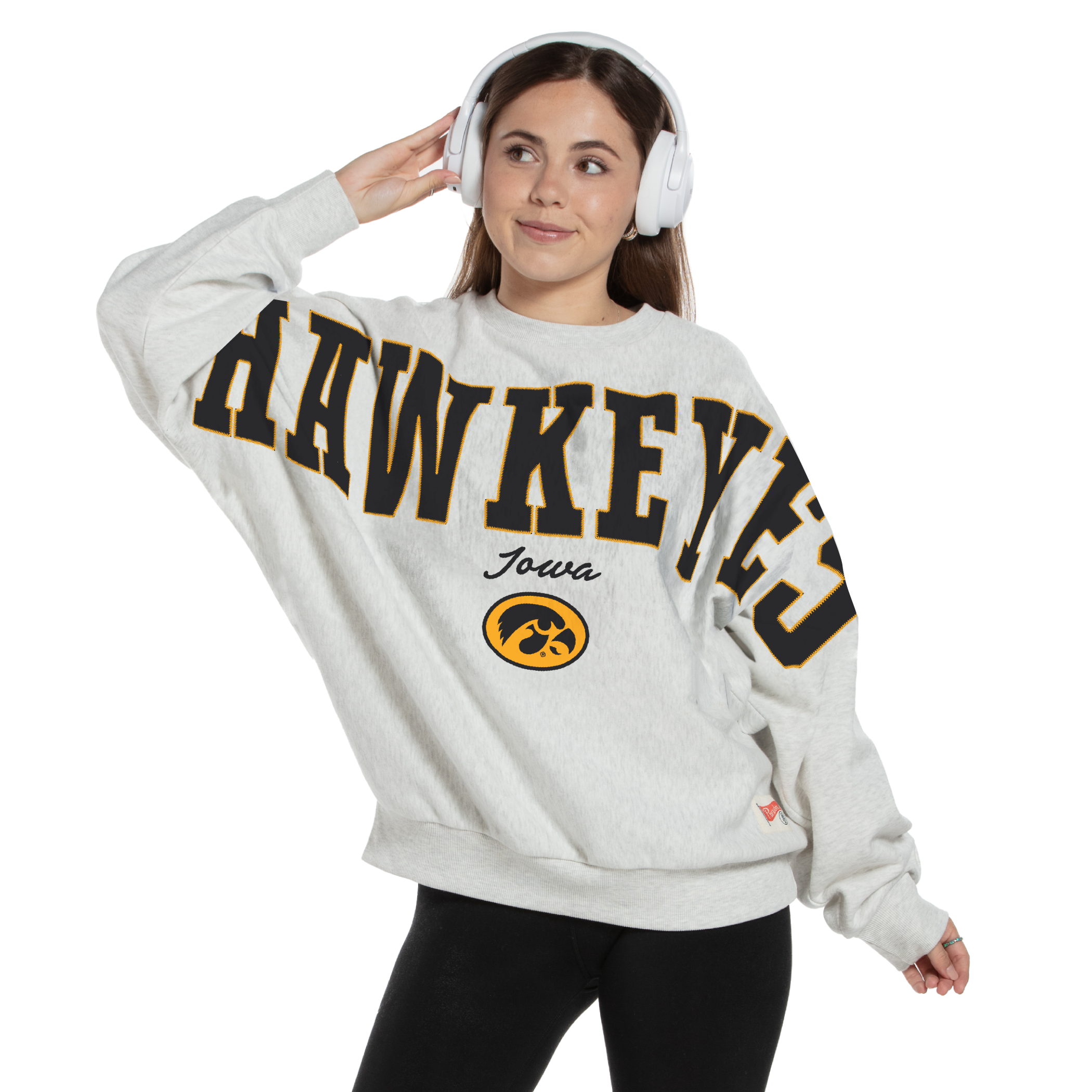 Women's Pressbox Heather Gray Iowa Hawkeyes Flannigan Oversized Fleece Sweatshirt