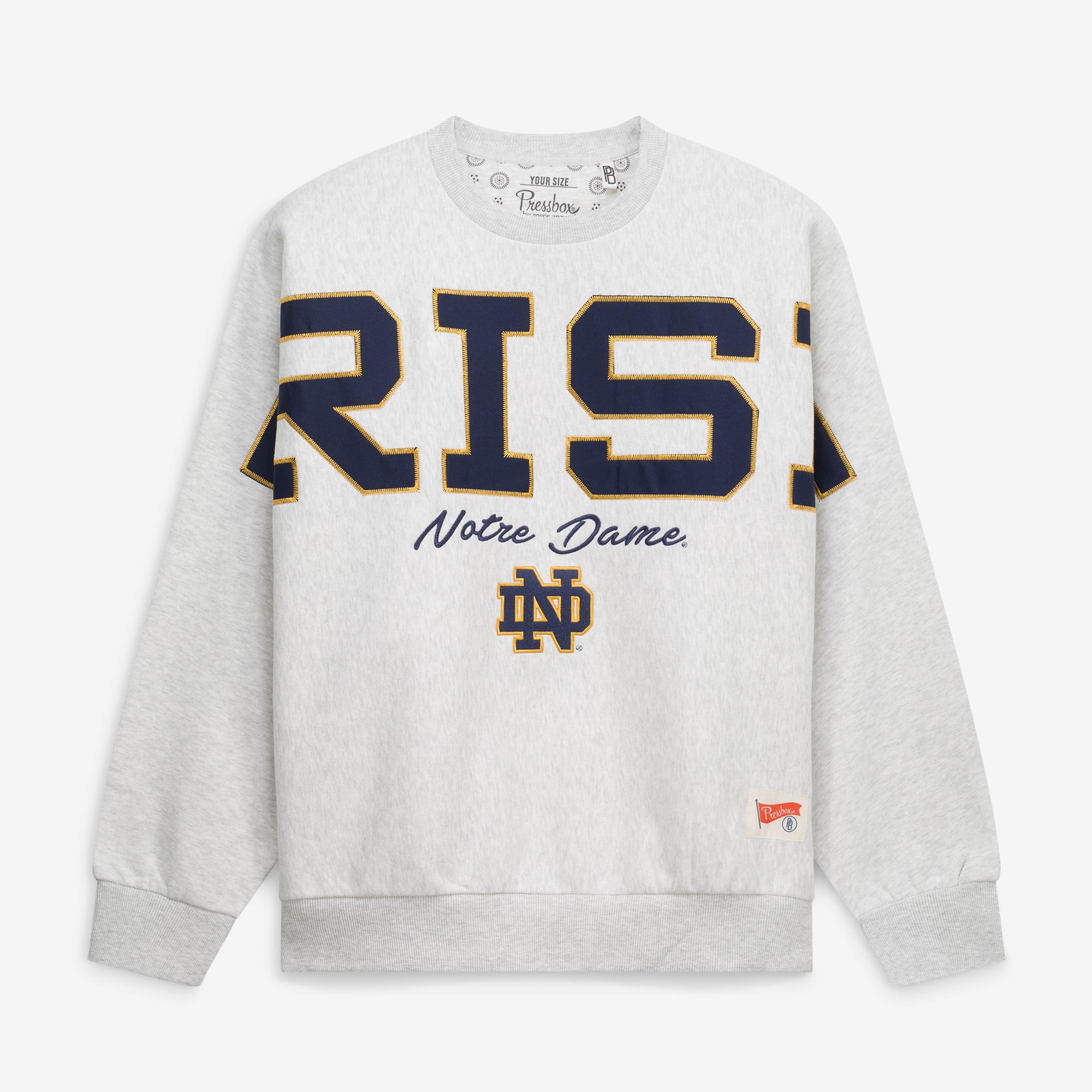 Women's Pressbox Heather Gray Notre Dame Fighting Irish Flannigan Oversized Fleece Sweatshirt