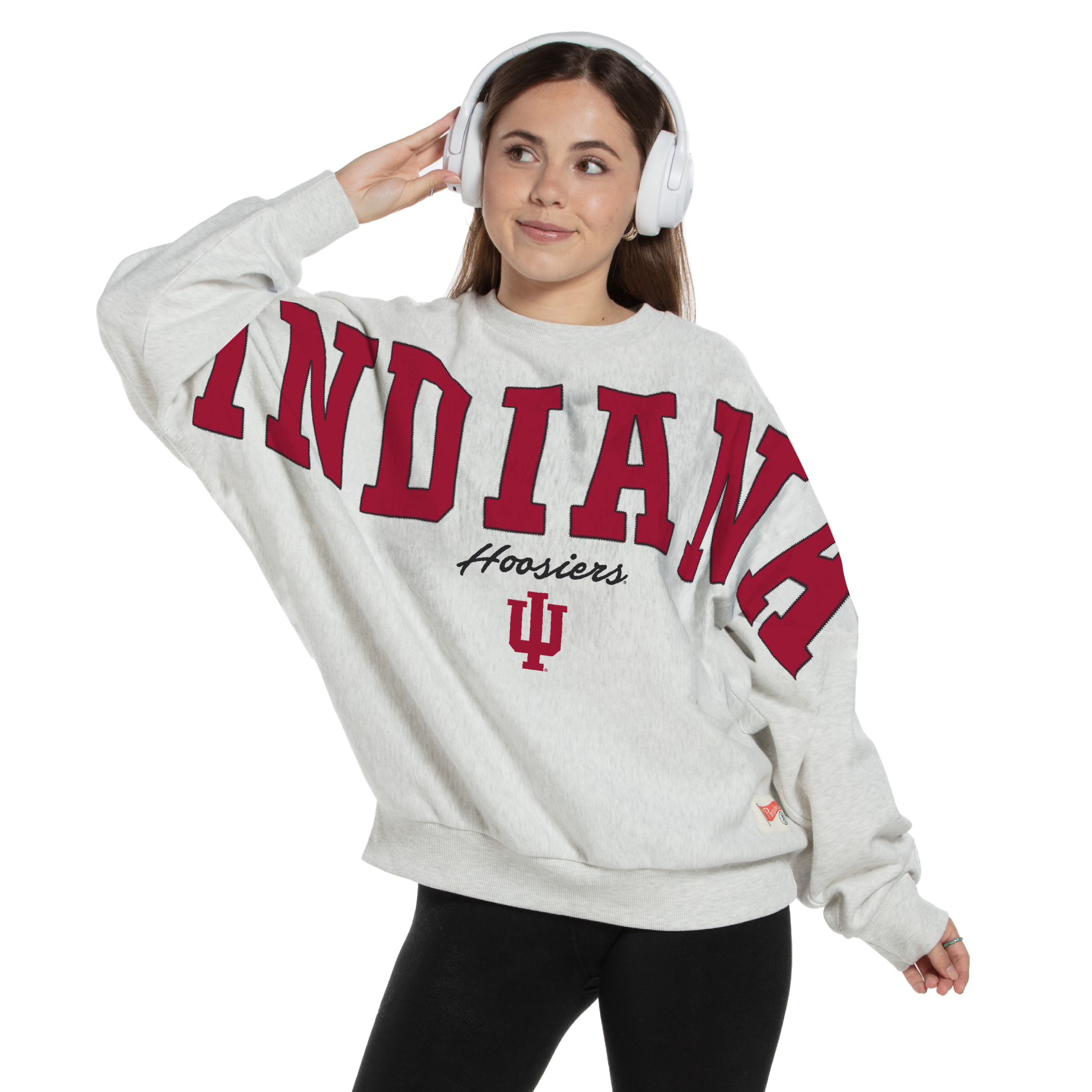 Women's Pressbox Heather Gray Indiana Hoosiers Flannigan Oversized Fleece Sweatshirt
