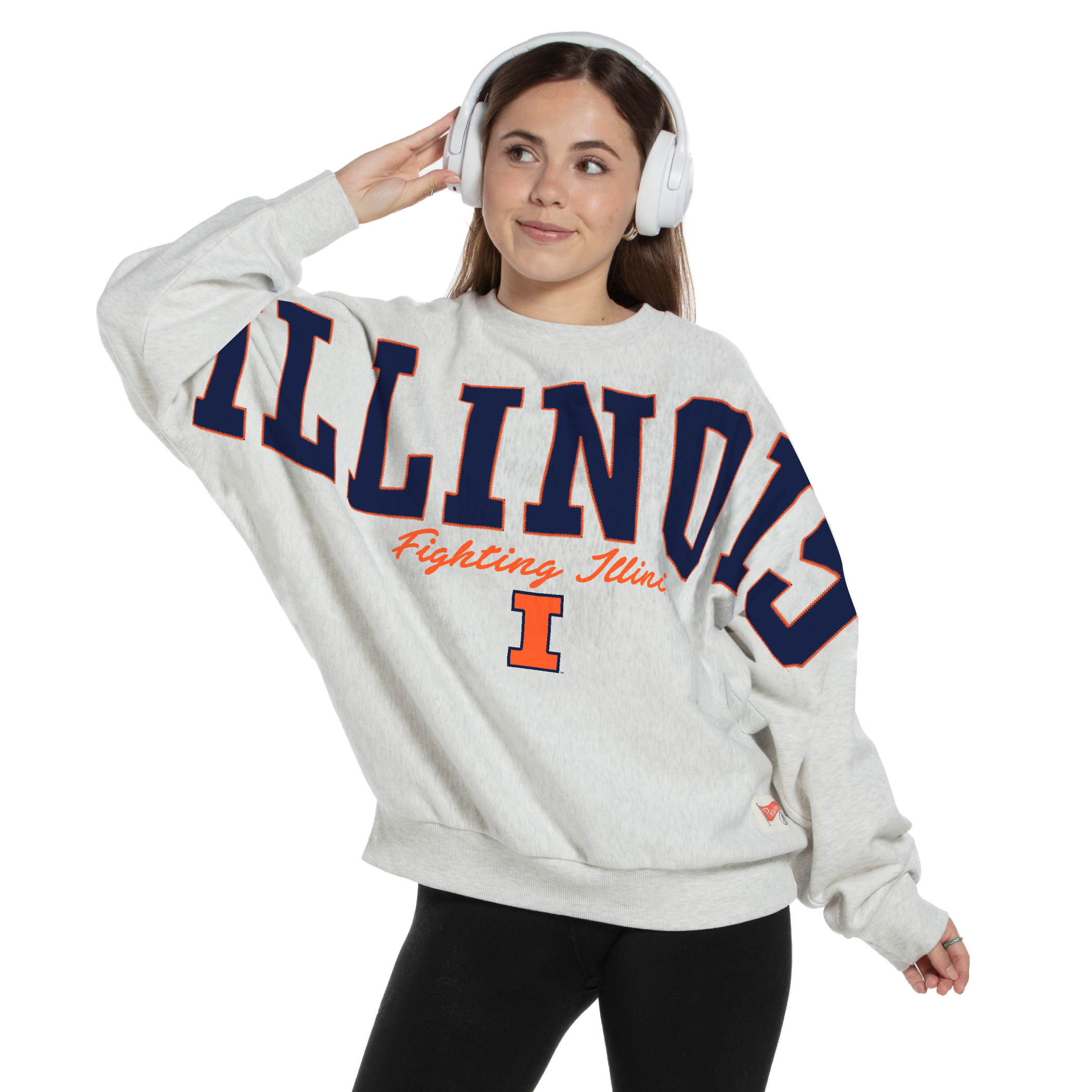 Women's Pressbox Heather Gray Illinois Fighting Illini Flannigan Oversized Fleece Sweatshirt
