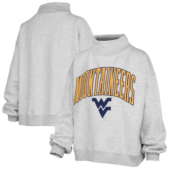 Women's Pressbox Gray West Virginia Mountaineers Nelson Texture Lingo Mock Neck Fleece Sweatshirt